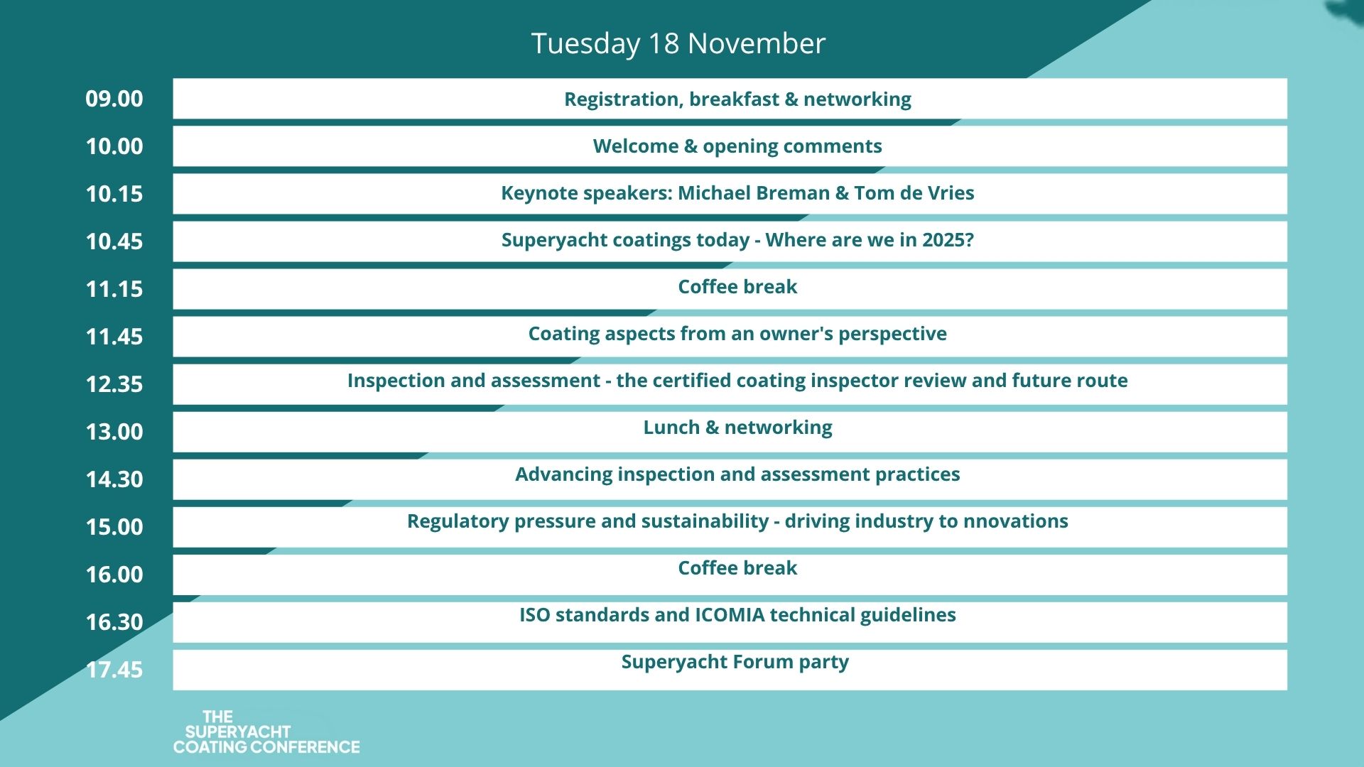 The Superyacht Coating Conference 2025 - Just Over a Week To Go Programm #1