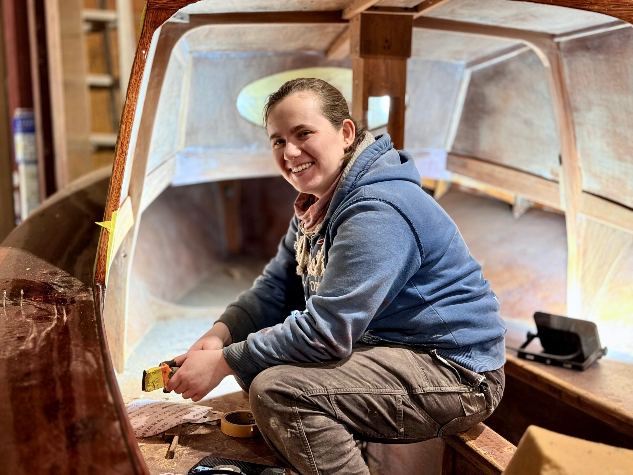 Shanna Hayes – Apprentice boatbuilder at Abbey Boat Builder – Credit – Abbey Boat Builder